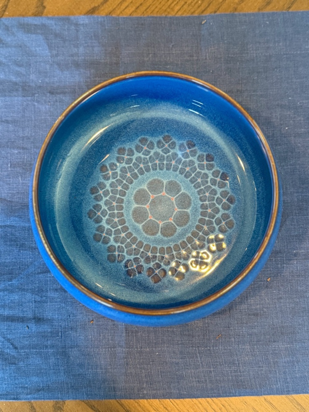 Denby retired style “Midnight” Blue Glazed Ceramic Salad/Fruit Serving Bowl